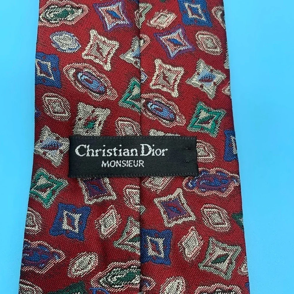 Vintage Christian Dior‎ Monsieur Geometric Preppy Classic Neck Tie